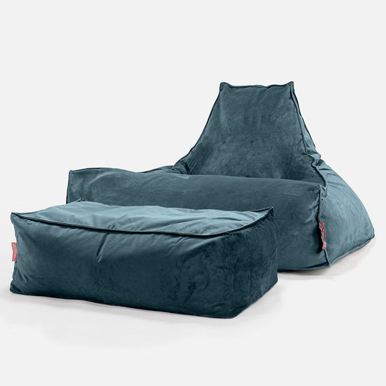 Sitzsack Lounge Sessel - Samt Türkis 02